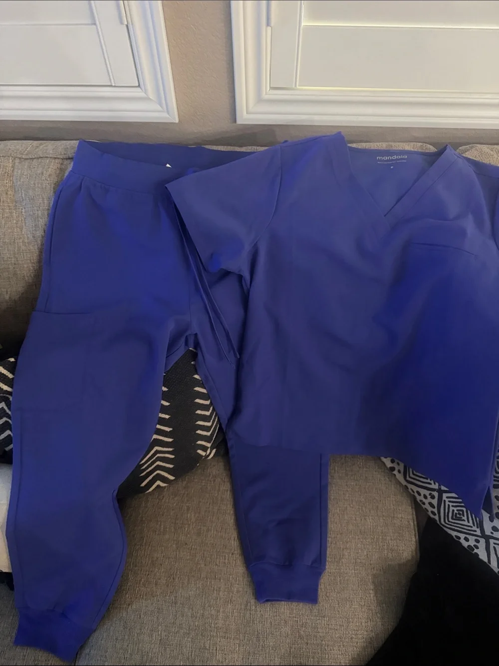 Mandala Women’s Purple/ Blue Scrub Set - V-Neck Top & Jogger Pants